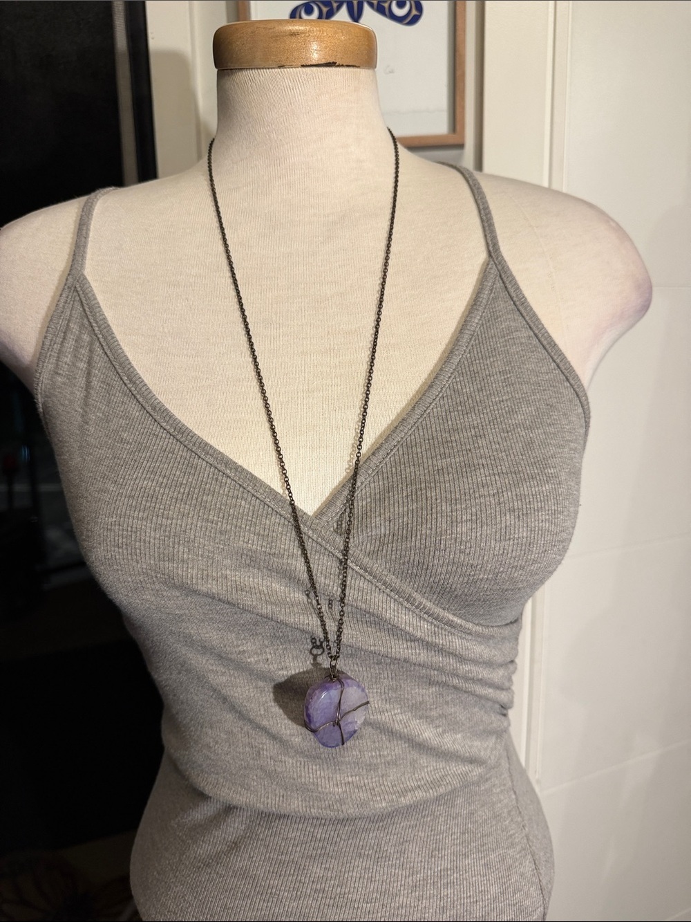 Handmade Amethyst Pendant Necklace on Chain